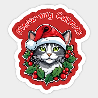Meow-rry Catmas Coolness ltr Sticker